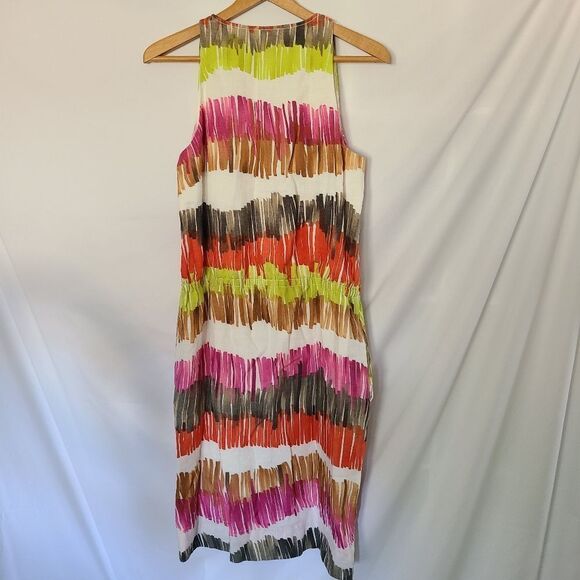Worth Abstract Pattern 100% Linen Dress Size 8 - Picture 2 of 5